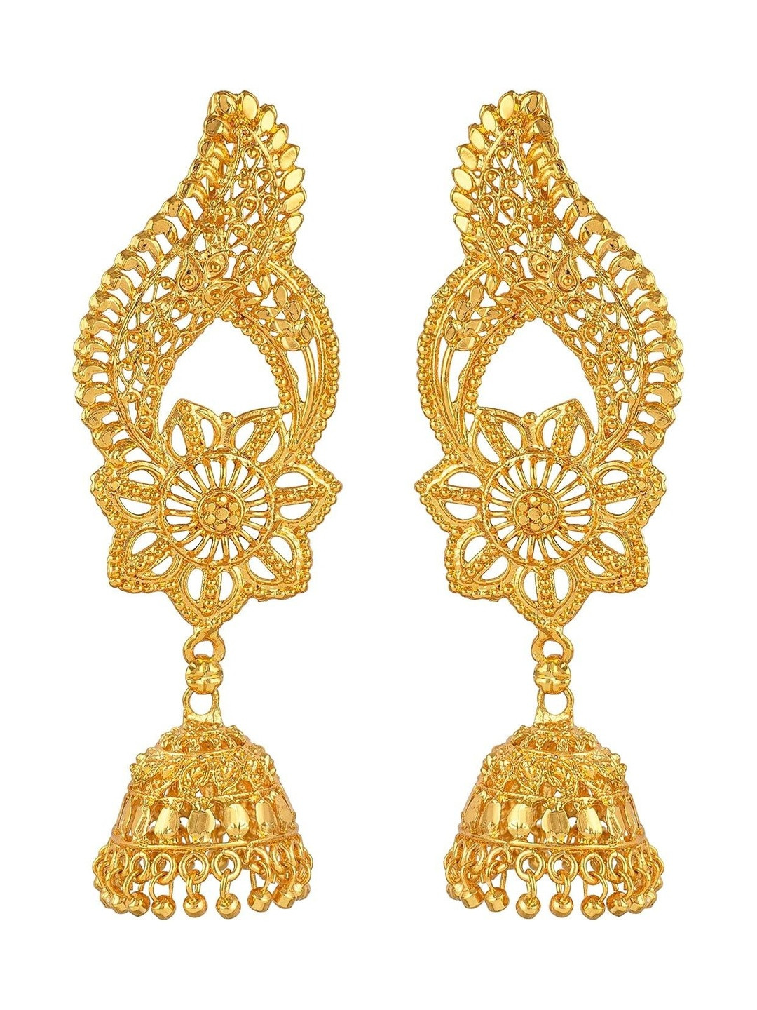 JFL - JEWELLERY FOR LESS Gold Plated Dome Shaped Jhumkas