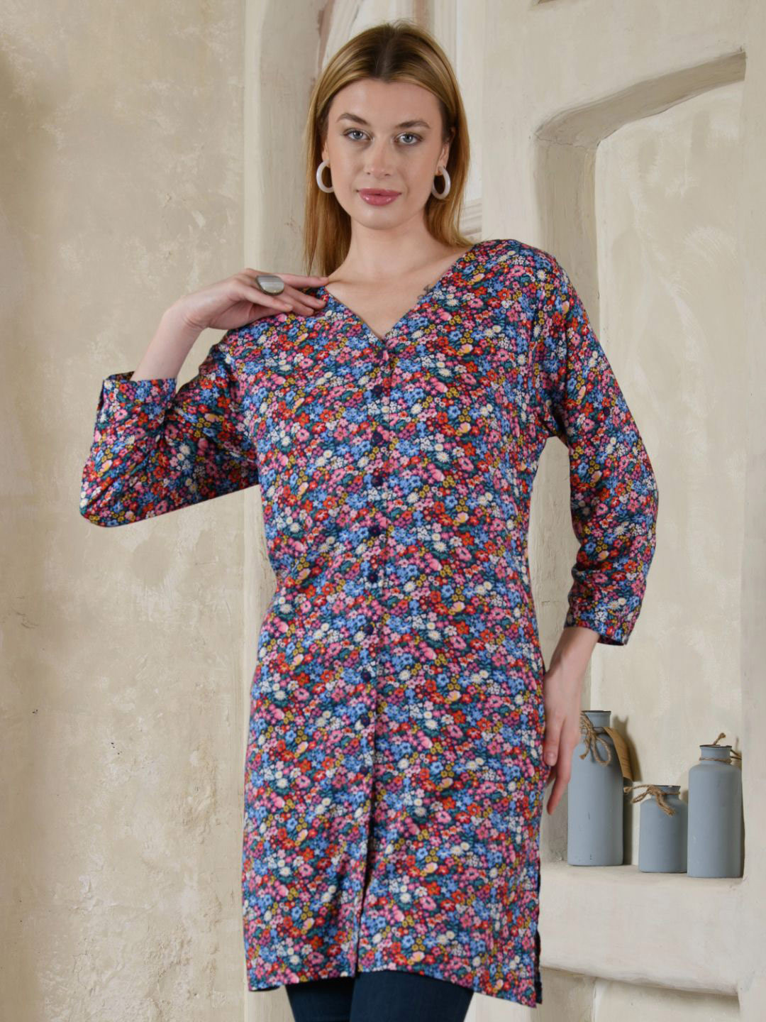 Saraj Women Plus Size Printed Straight Kurta