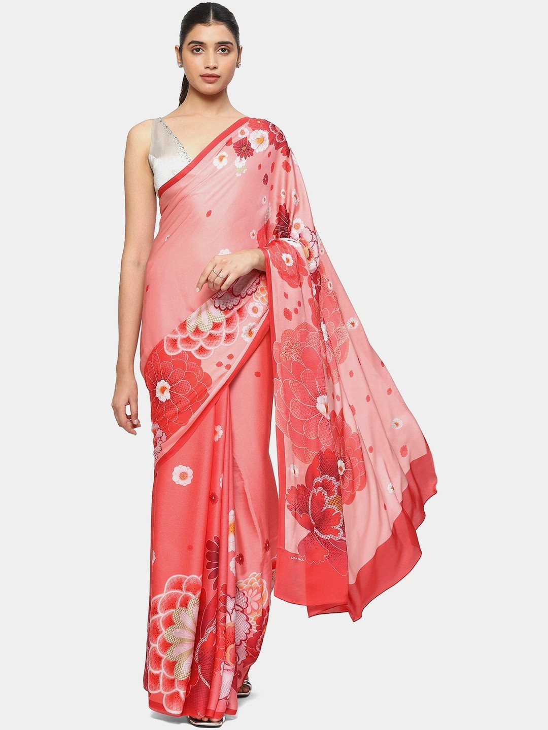 Satya Paul Floral Printed Satin Saree