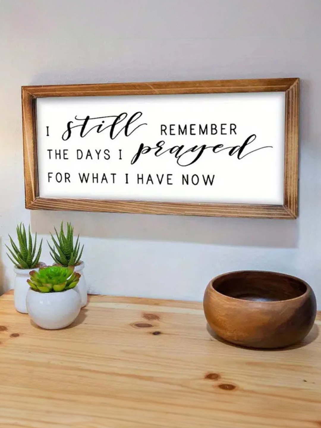 BS AMOR Brown & White Inspirational Quote Printed Wooden Frame Wall Decor