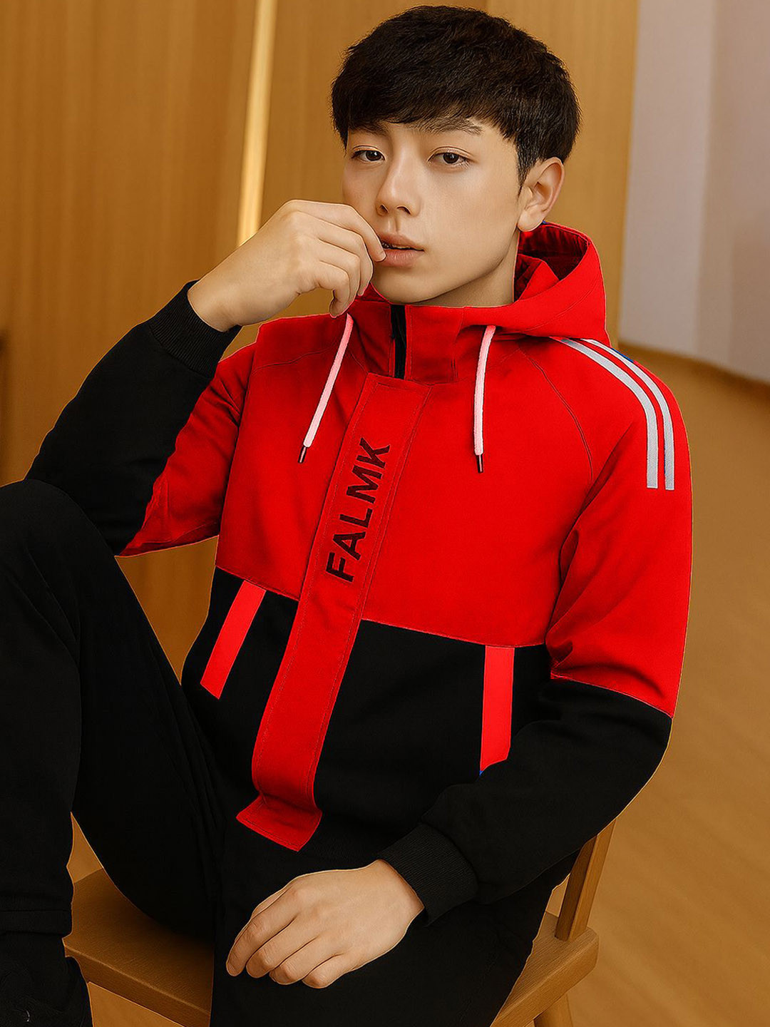 MOTREX Hooded Leather Jacket With Zip Detail