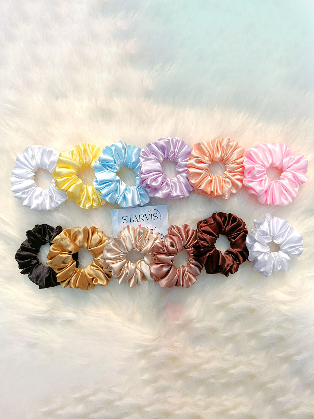 Starvis Women Pack of 12 Satin Scrunchie Ponytail Holders
