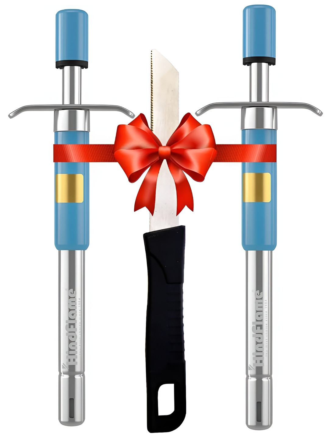 Hindflame Blue 2 Pieces Stainless Steel Gas Lighter With 1 Knife