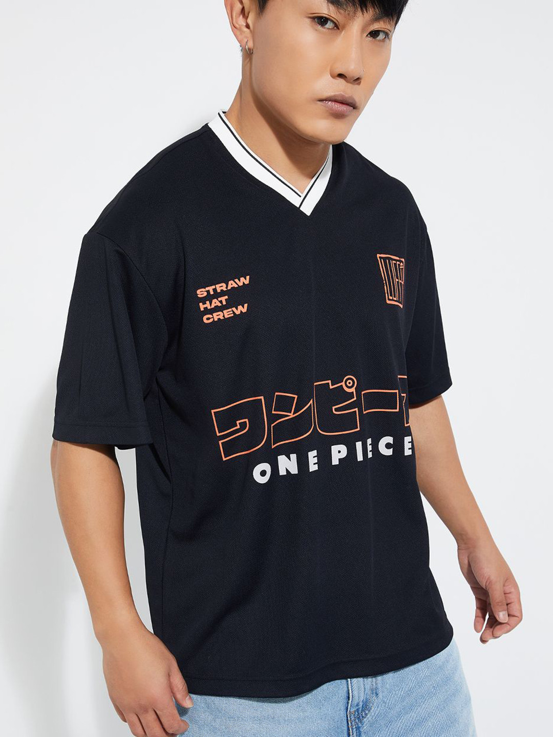 max Men One piece Typography Printed V-Neck Relaxed Fit T-shirt