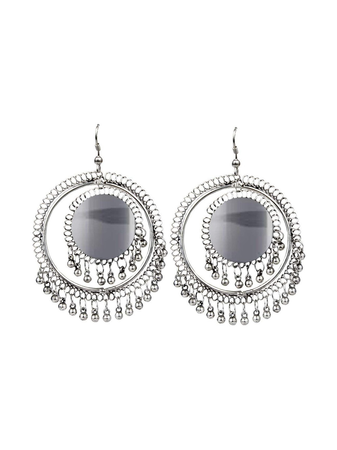 Sitashi Women Silver Plated Mirror Earrings