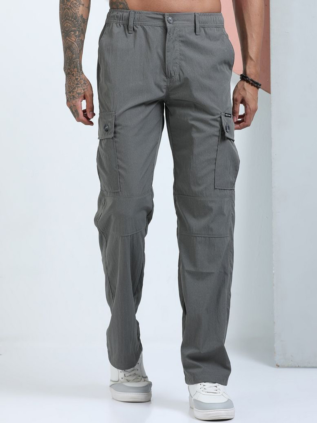 RIGS AND RAGS Men Loose Fit Non Iron Cargos Trousers