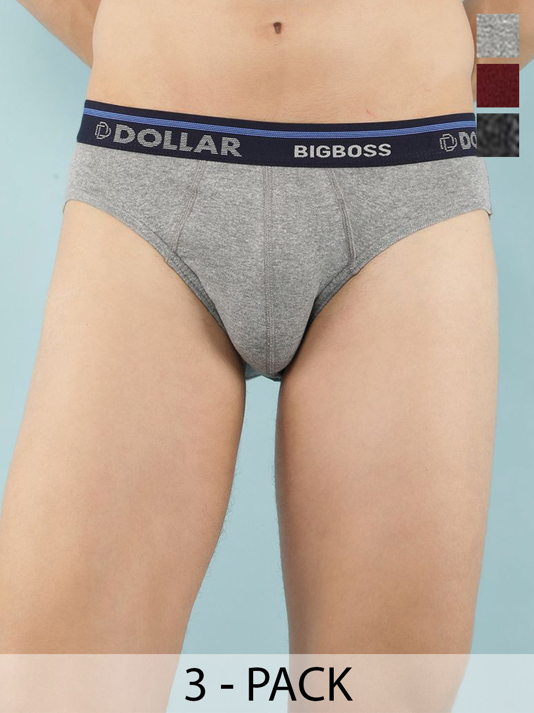 Dollar Bigboss Pack Of 3 Mid-Rise Cotton Basic Briefs