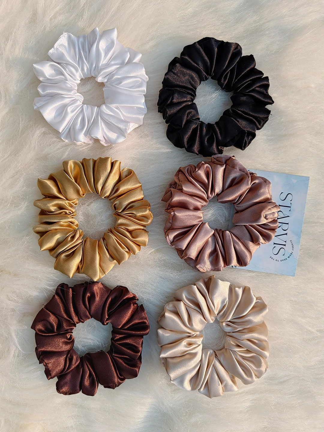 Starvis Women Set of 6 Satin Scrunchie Ponytail Holders