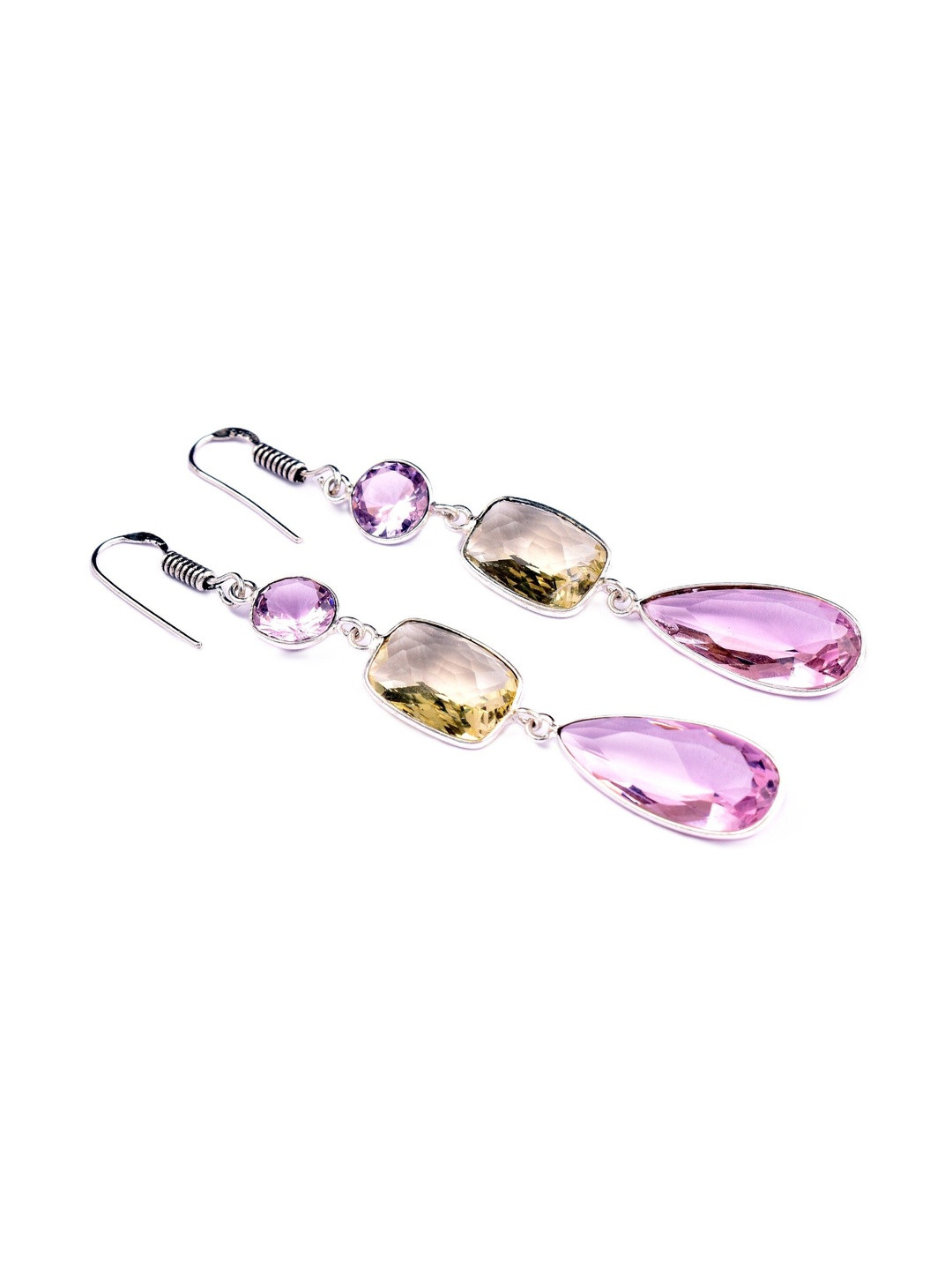AAR Jewels Rhodium-Plated German Silver Amethyst Drop Earrings