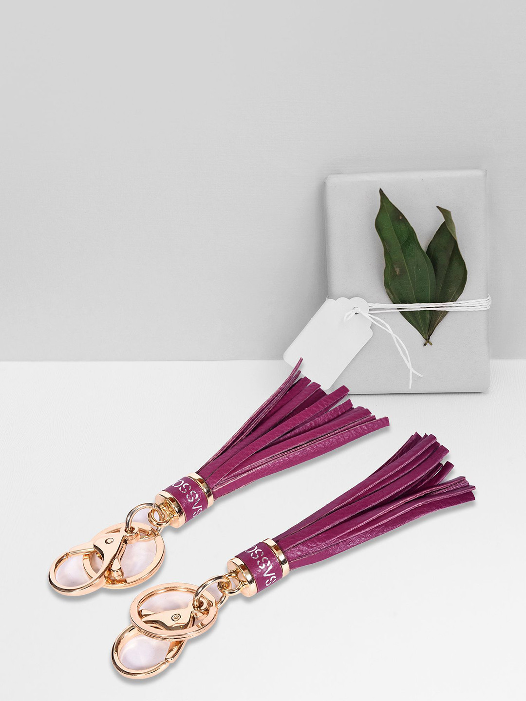 Sassora Pack Of 2 Unisex Premium Leather Tassel Design Key Chains