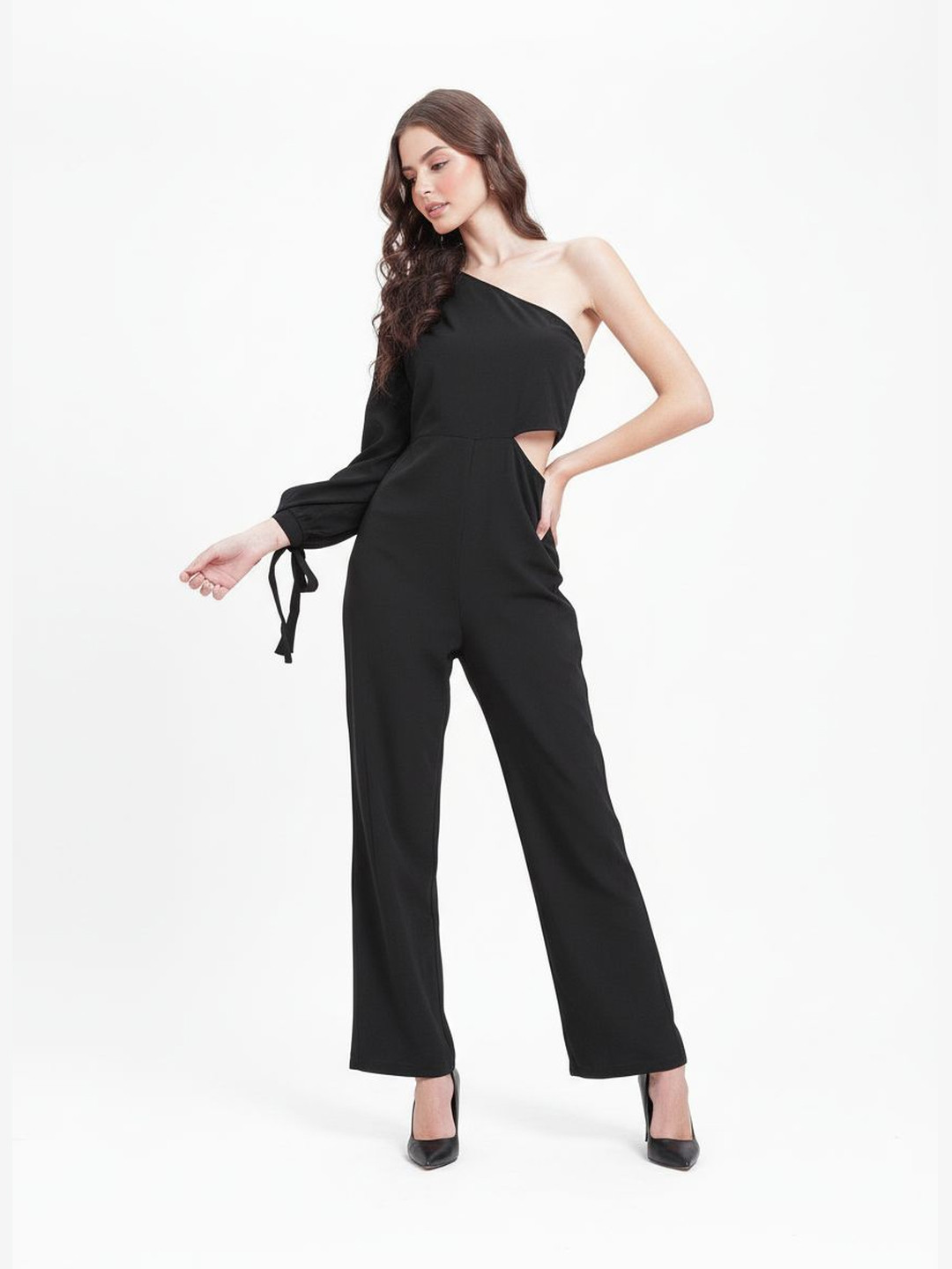 DressBerry One Shoulder Cut-Out Detail Jumpsuit