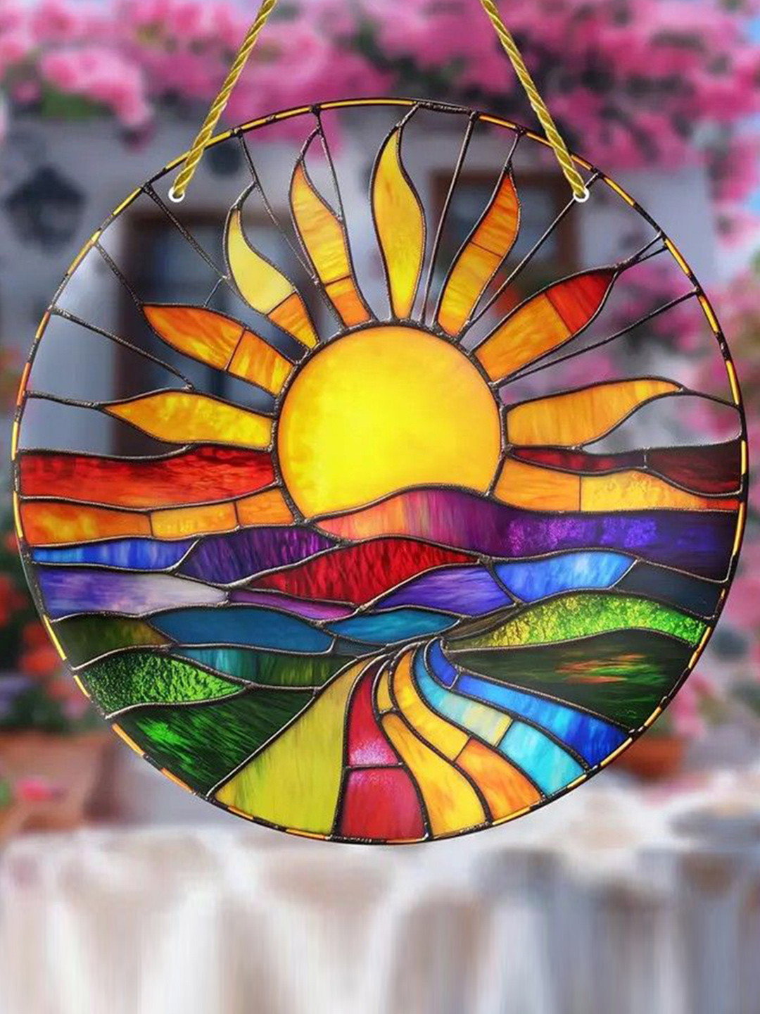 BS AMOR Yellow & Green Sunrise Wall Decor