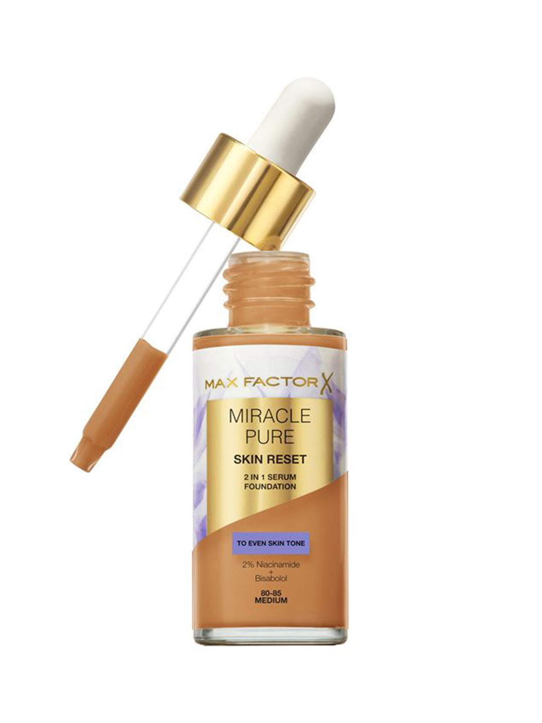 Max Factor Miracle Pure 2 In 1 Skin Reset Serum Foundation - 30 ml - Medium (80-85)