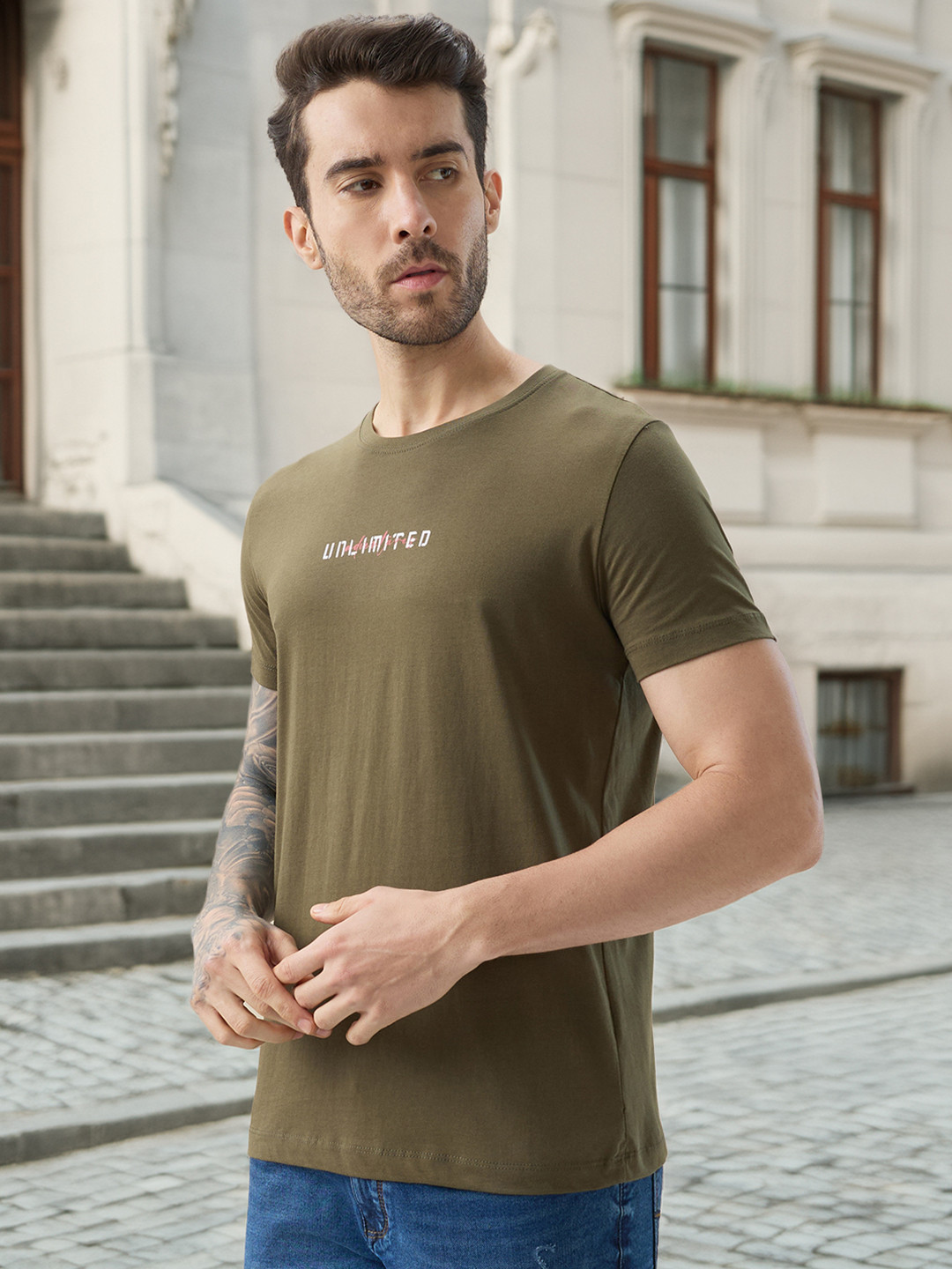 Status Quo Men Typography Printed Round Neck Pure Cotton T-shirt