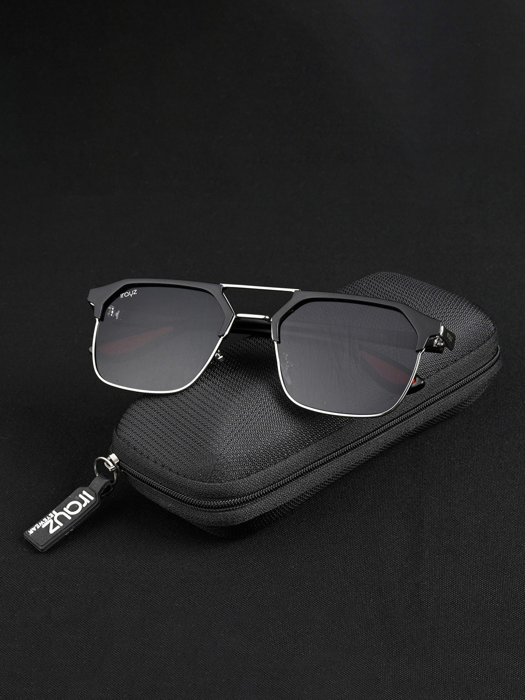 Irayz Premium Unisex Square Sunglasses With  UV Protected Lens 2806-Silver-Black-