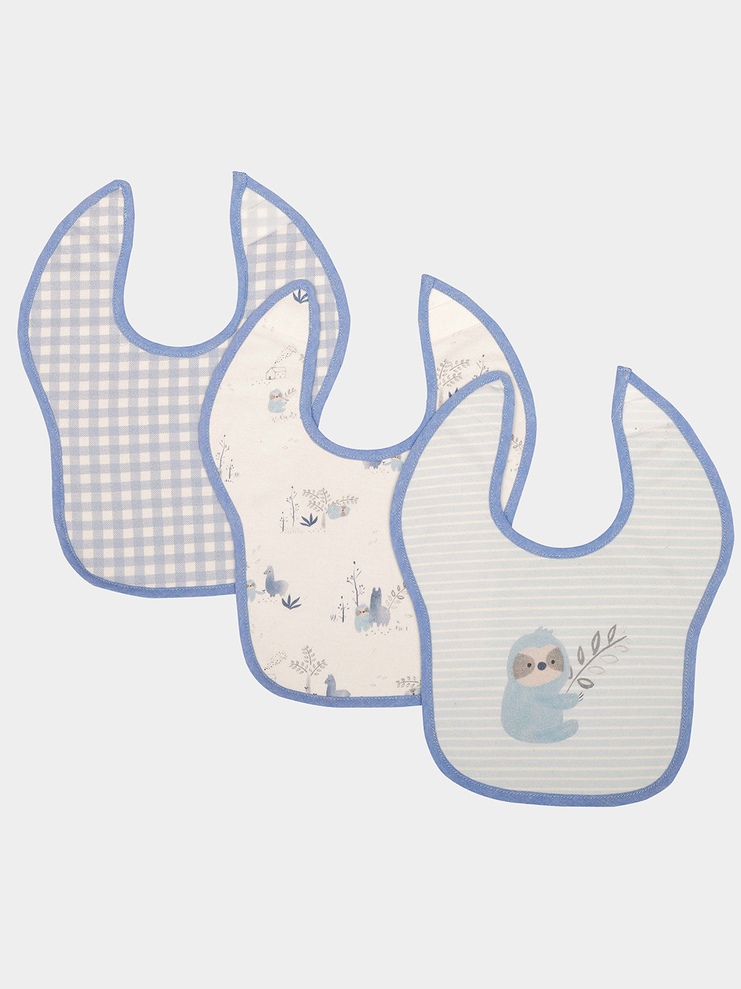 mothercare Infant Boys Pack Of 3 Sloth & Friends Printed Bibs
