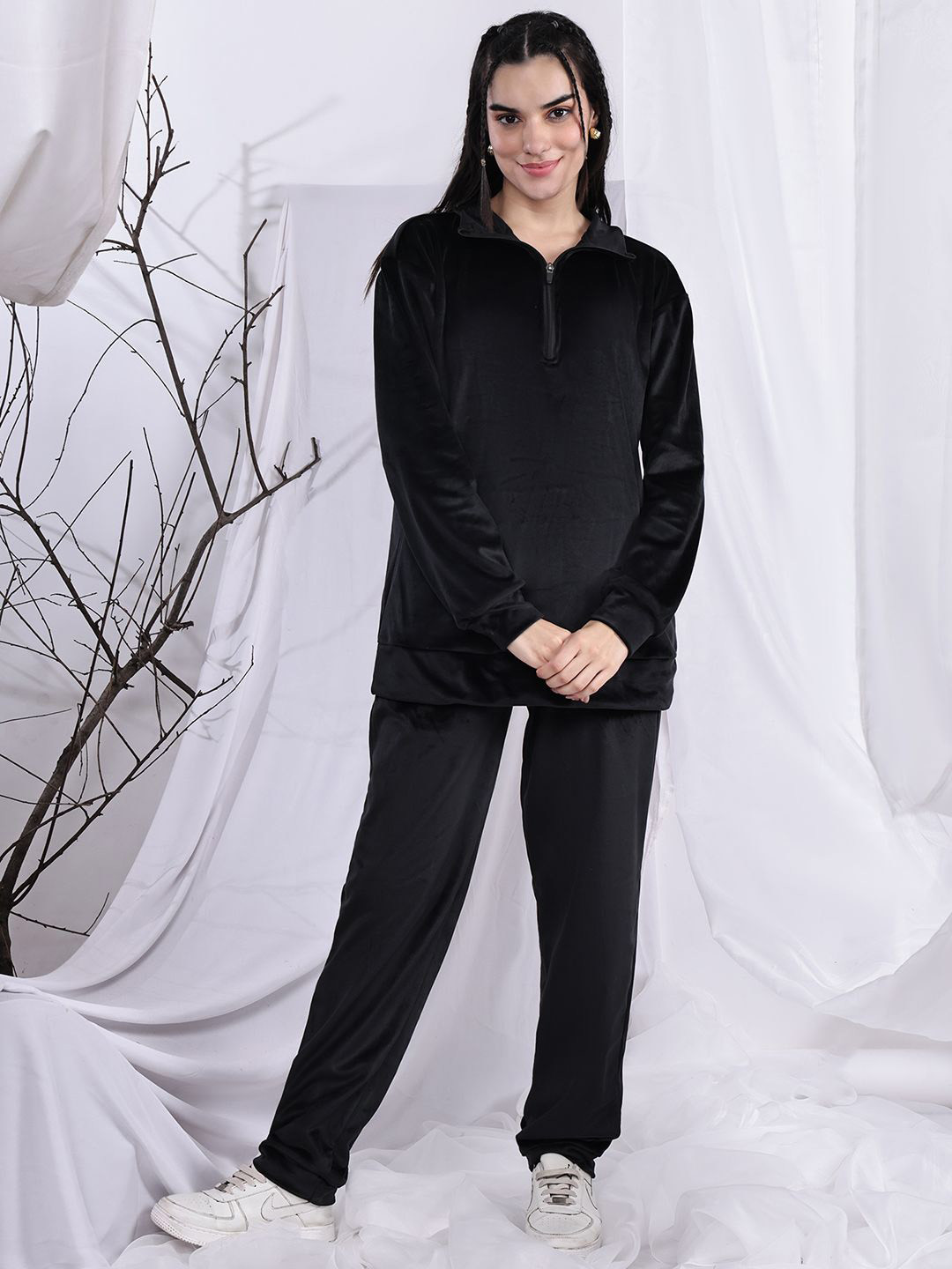 ETC  Velvet Polo Collar Sweatshirt & Trousers