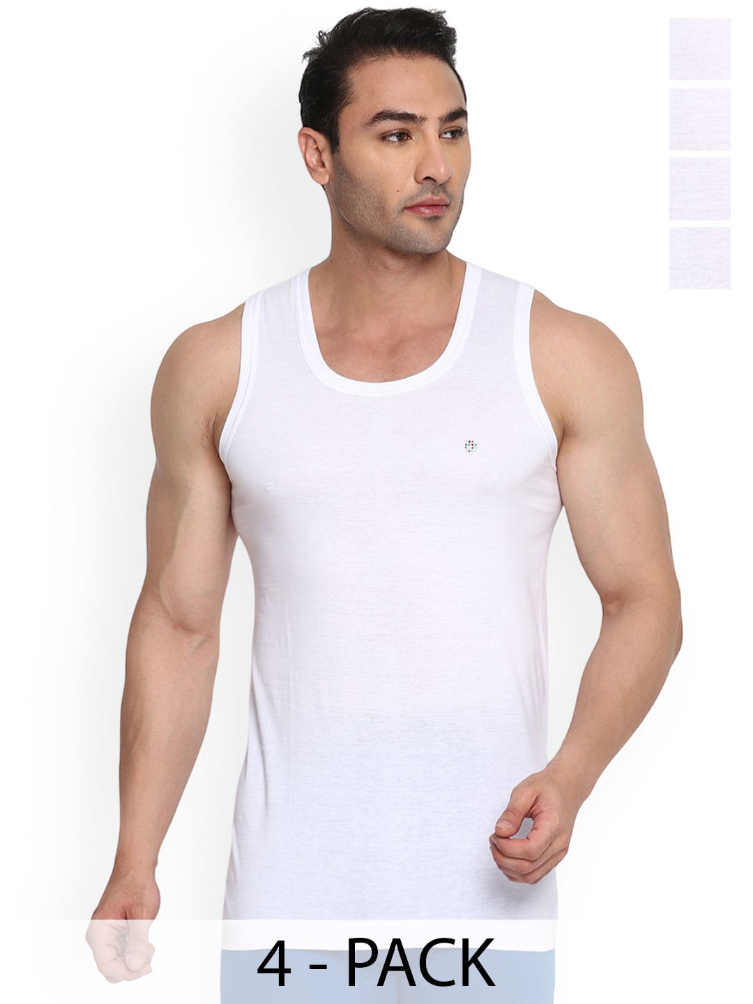 COLORS by Rupa Frontline Pack Of 4 Bamboo Cotton Anti-Bacterial Undershirt Innervests