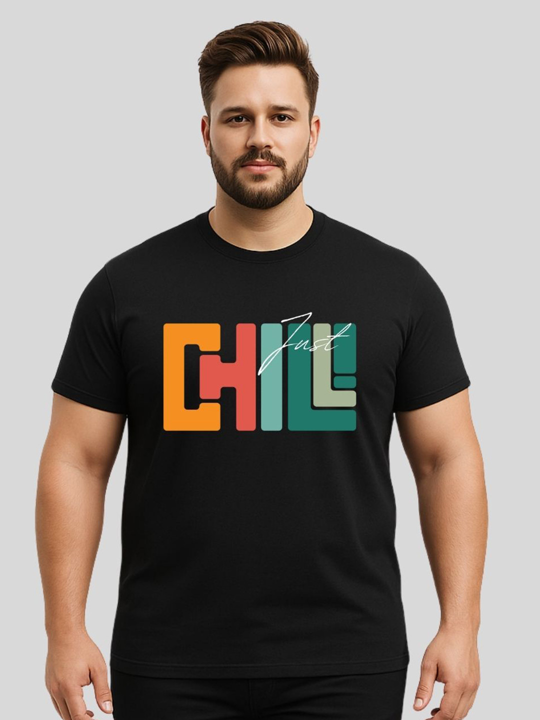 KART BLACK Men Typography Printed Round Neck Cotton T-shirt