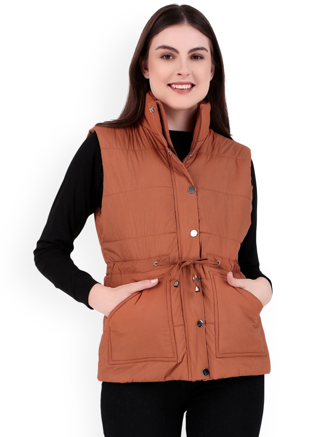 Brazo Mandarin Collar Lightweight Puffer Jacket With Utility Pockets