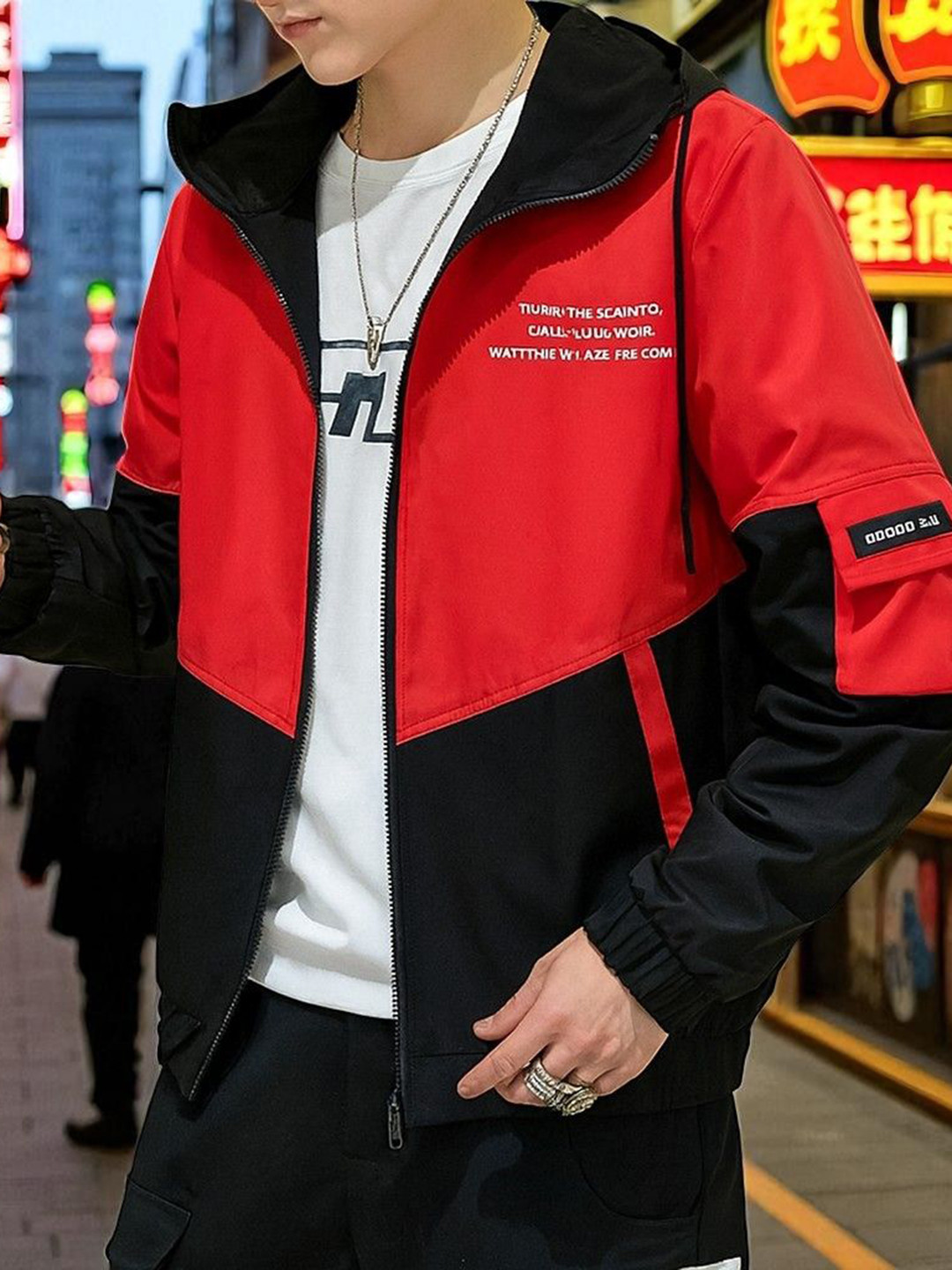 MOTREX Hooded Leather Jacket With Embroidered