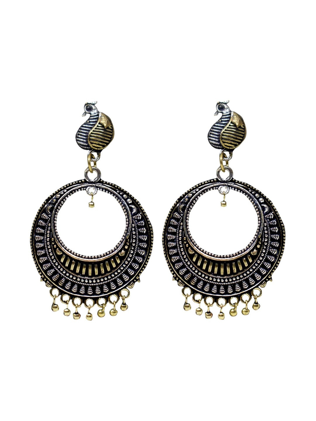 Sitashi German Silver Oxidised Classic Drop Earrings