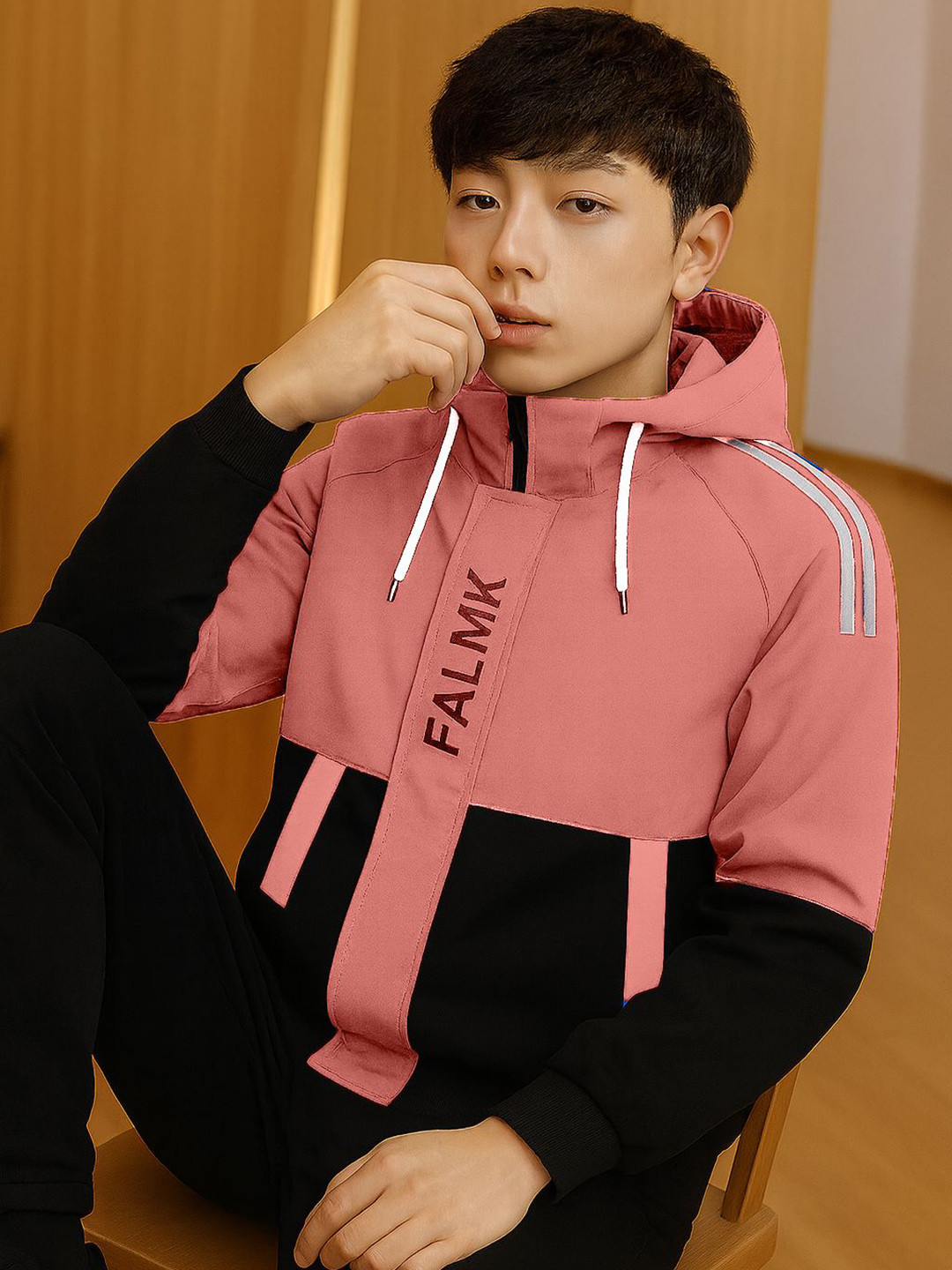 MOTREX Hooded Leather Jacket With Embroidered