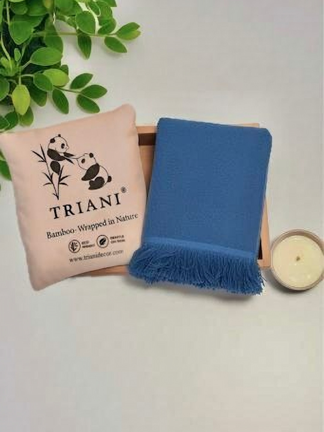 Triani Blue Bamboo 250 GSM Antimicrobial Bath Towel