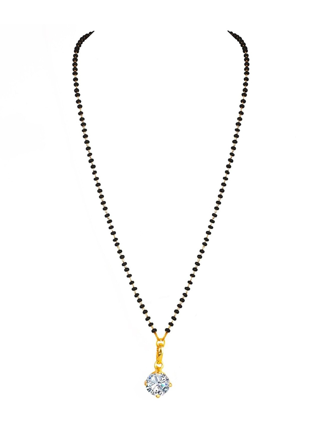 JFL - JEWELLERY FOR LESS Kundan Studded And Beaded Mangalsutra