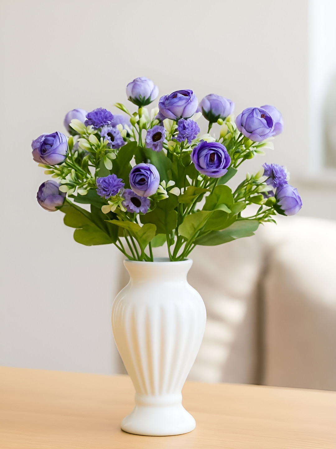 ARTSY Blue 2 Pieces Peony Aloe Vera Artificial Flowers