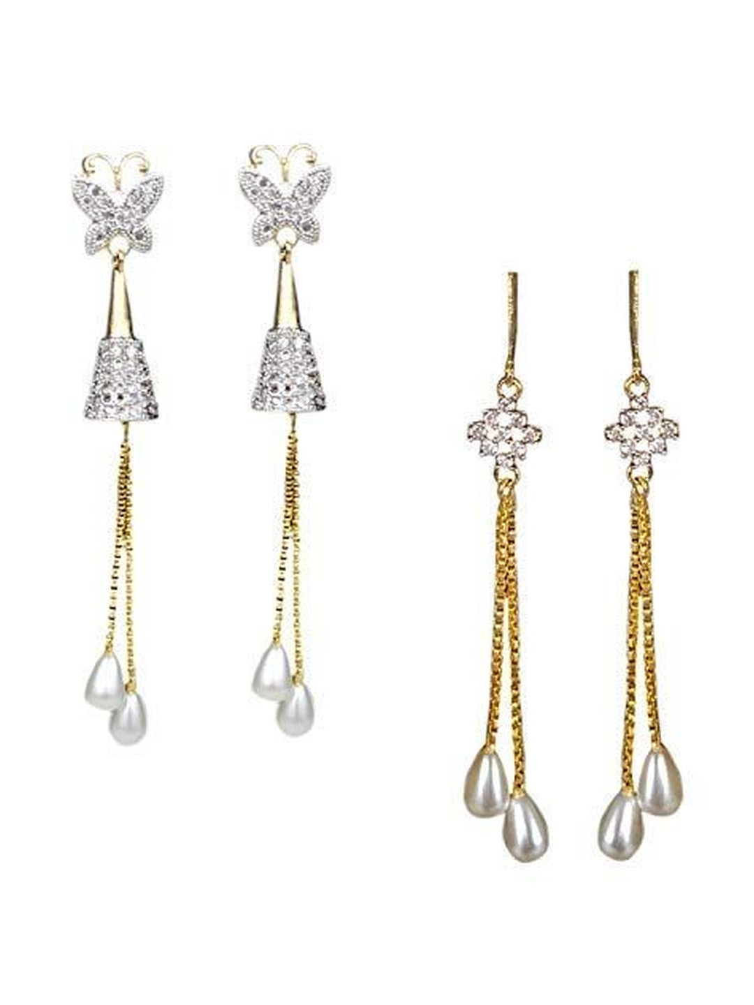 Sitashi Women Set Of 2 Classic Alloy Drop Earrings