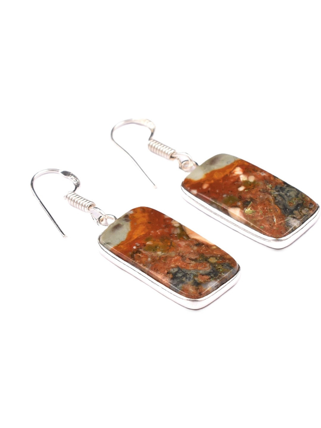AAR Jewels Rhodium-Plated German Silver Agate Drop Earrings