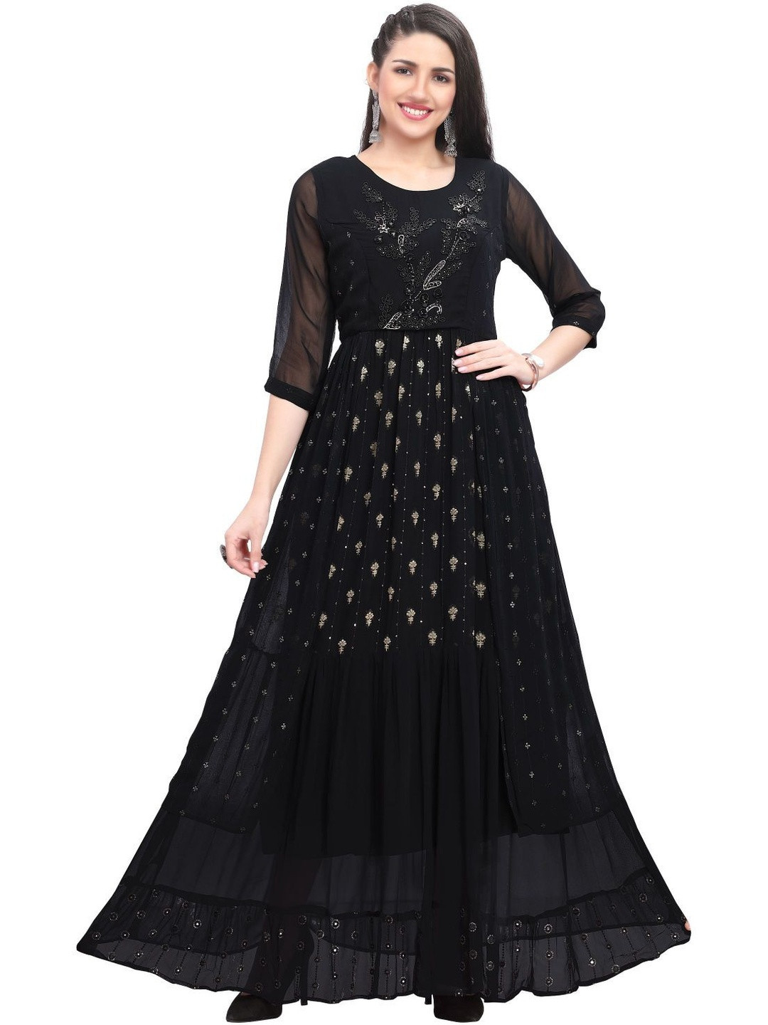 GREAT OUTFITS Floral Printed Round Neck Anarkali Kurti