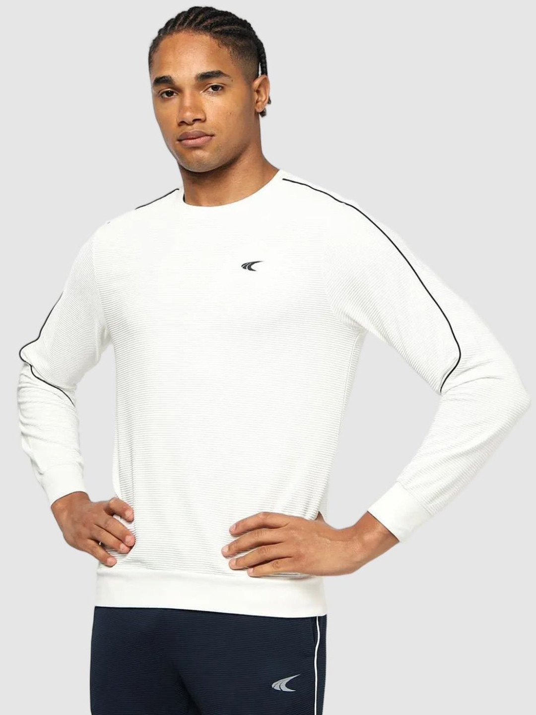 Performax Men  White Full Sleeve Crew Neck Sweatshirts