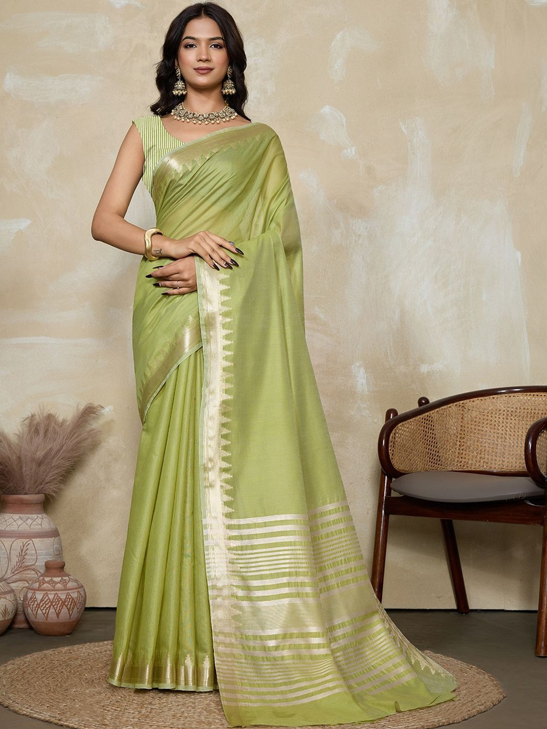 BFM Solid Zari Saree