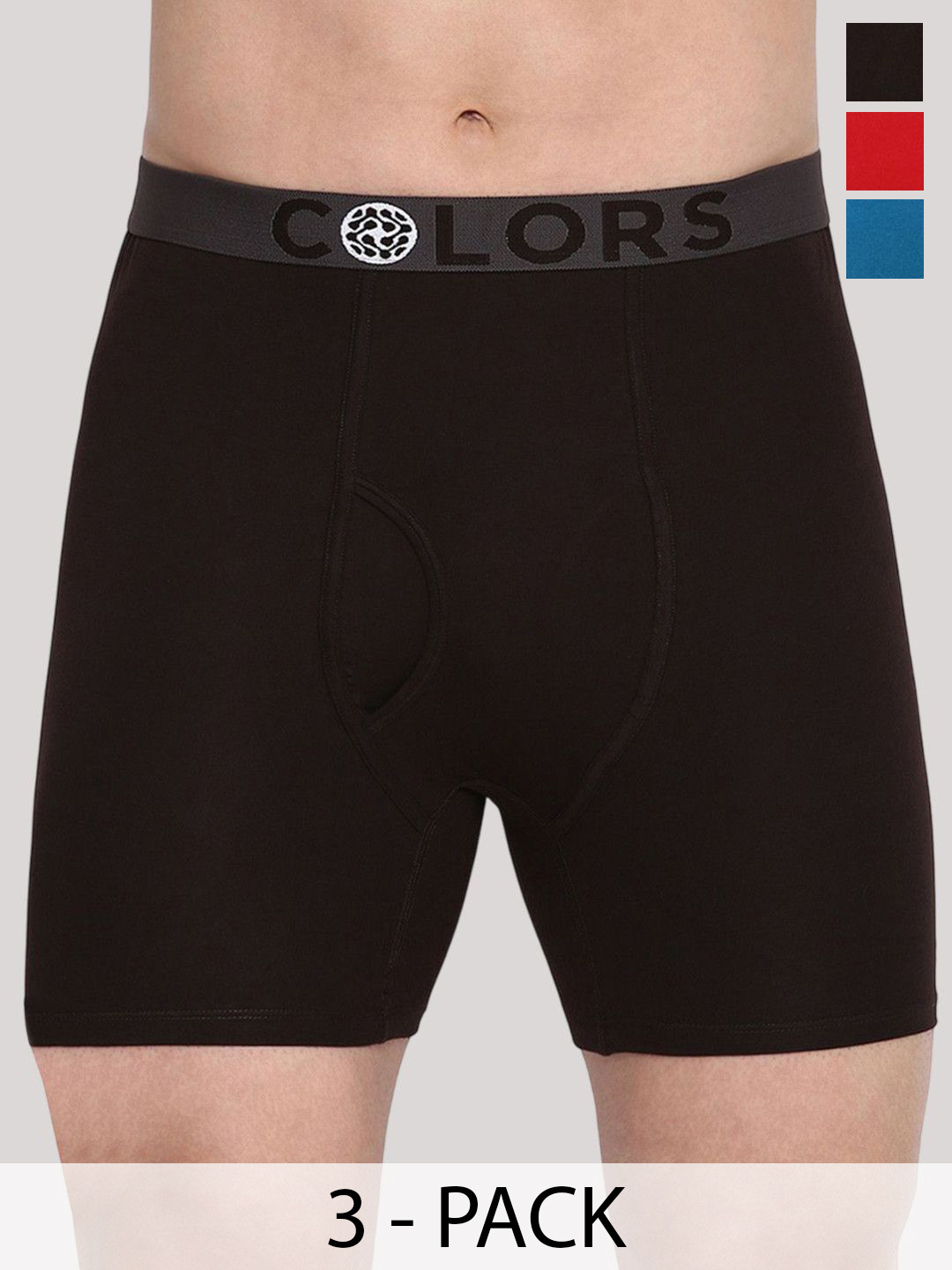 COLORS by Rupa Frontline Men Solid Pack Of 3 Seamless Long Trunks