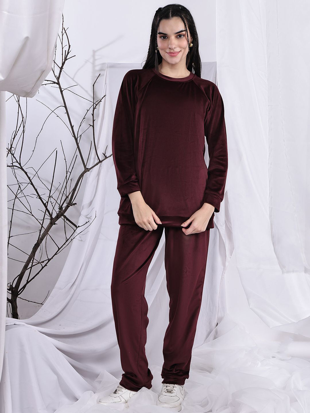 ETC Velvet Round Neck Long Sleeve Top & Trousers
