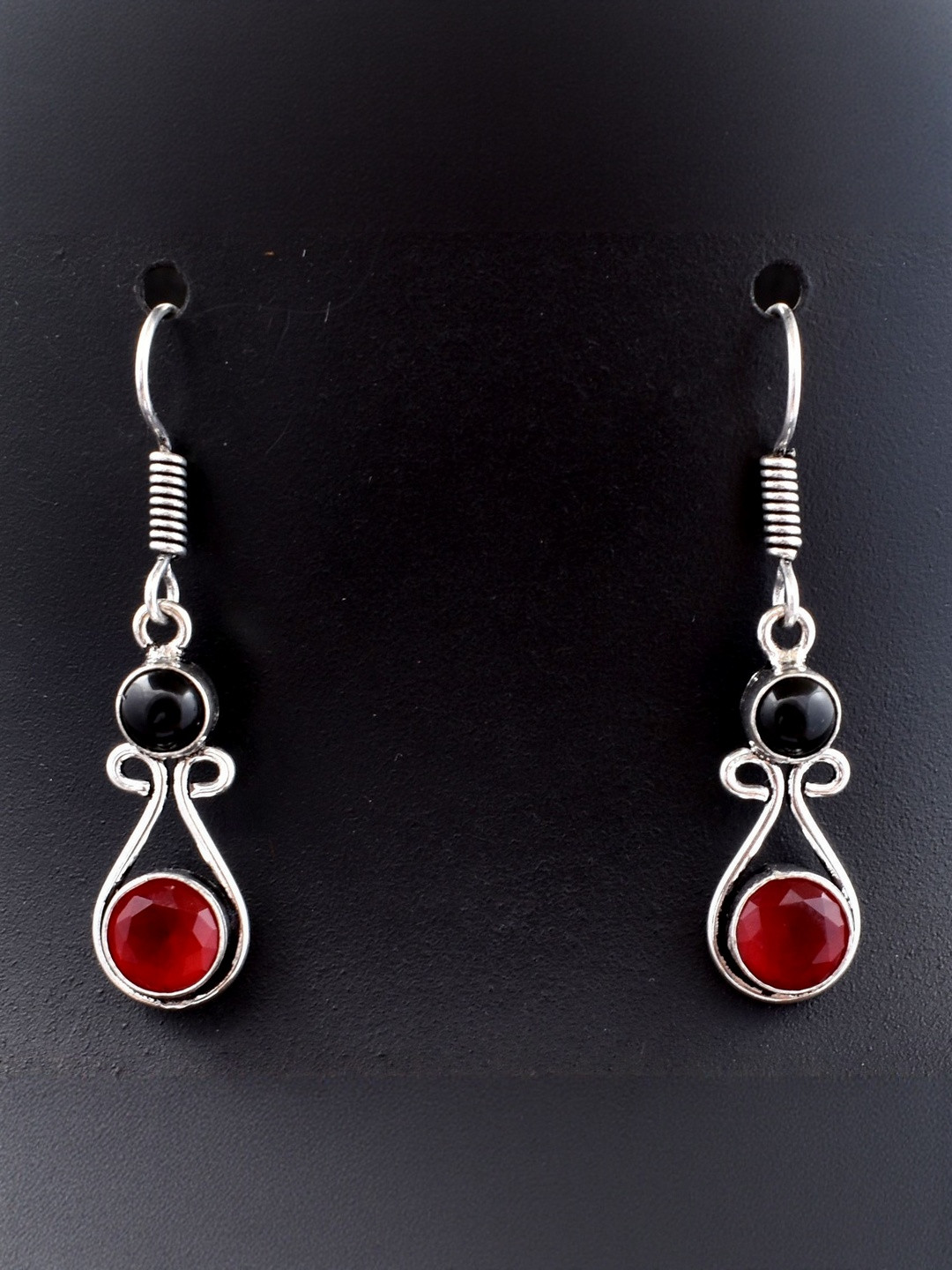 AAR Jewels Silver-Plated Brass Garnet Drop Earrings