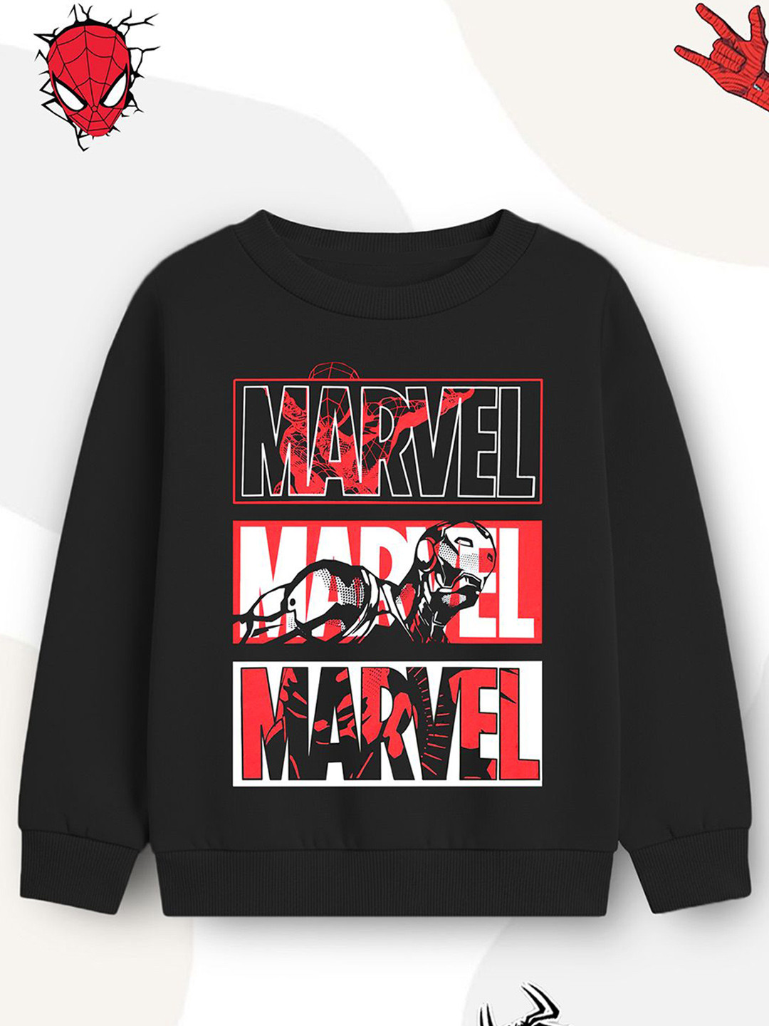YK Marvel Boys Marvel Round Neck Long Sleeves Pullover Sweatshirt
