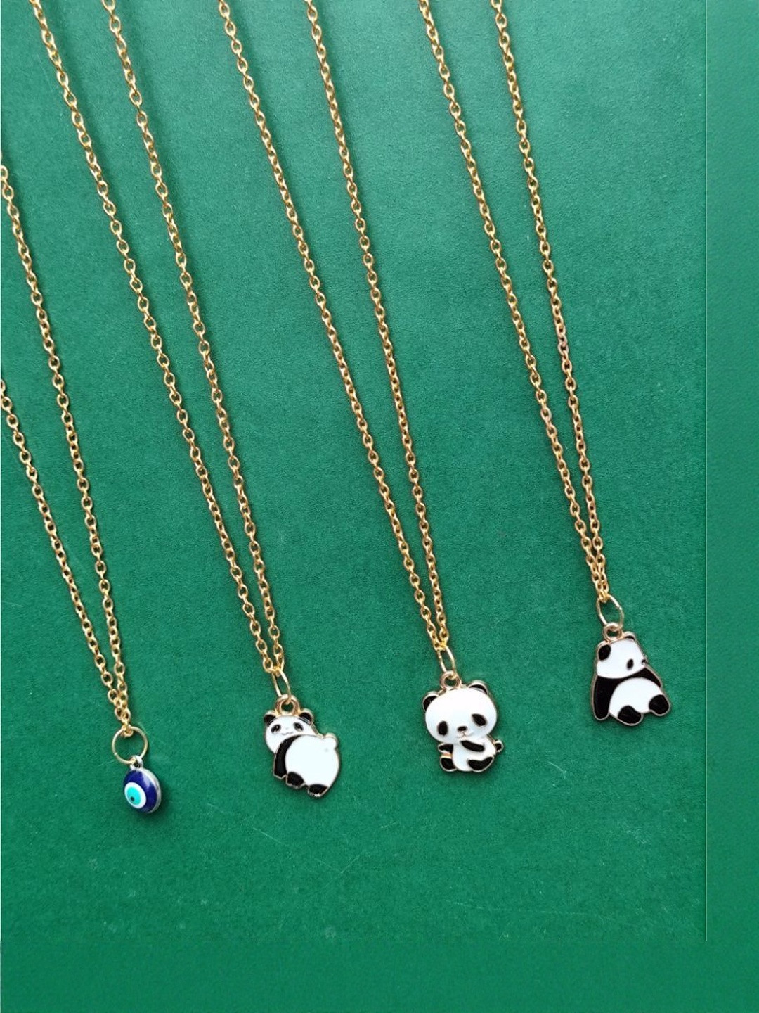 Amit Fashion Unisex Set Of 4 Panda Shaped Enamelled Pendants