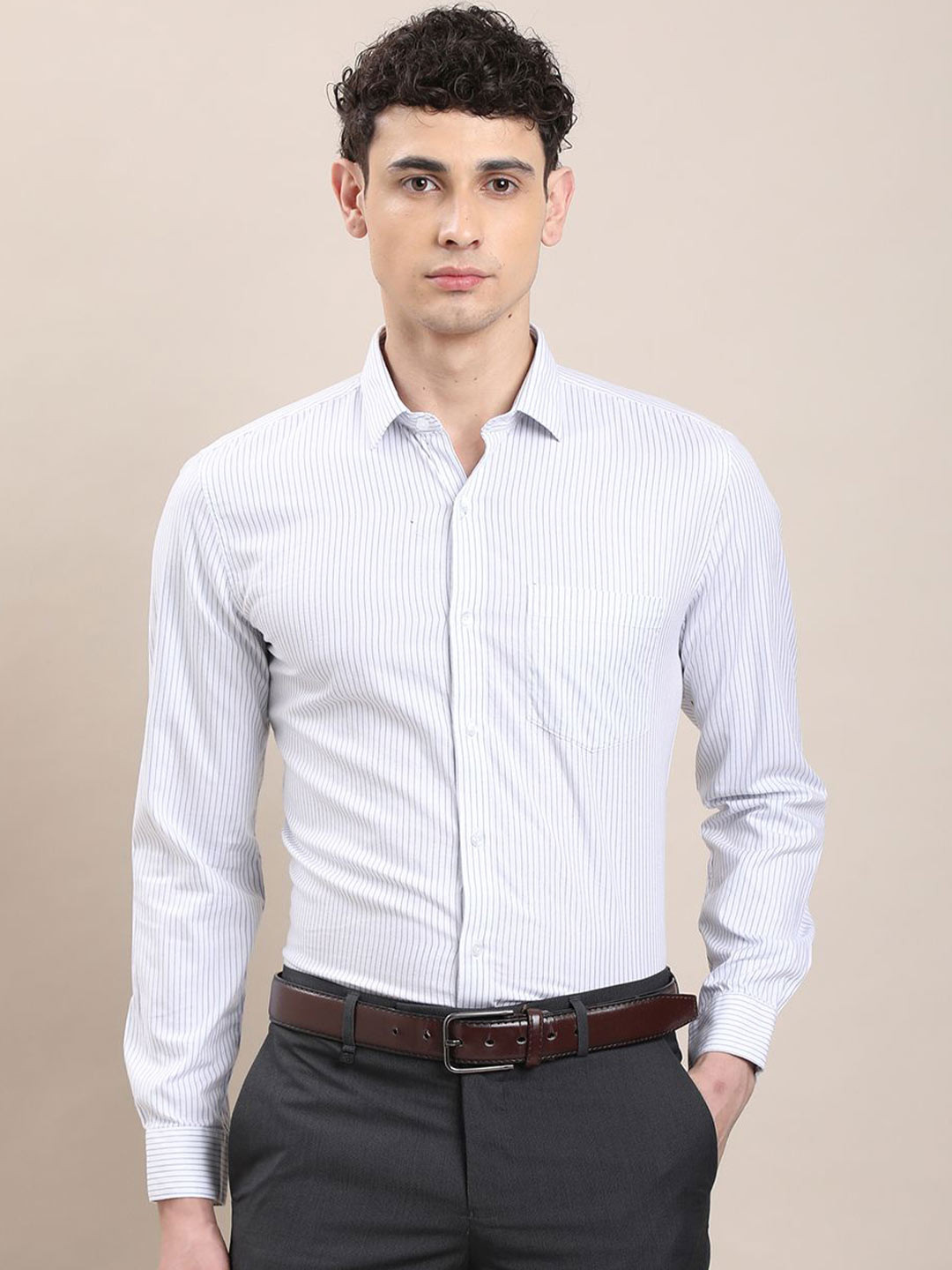 Turtle Men Vertical Striped Cotton Slim Fit Shirts