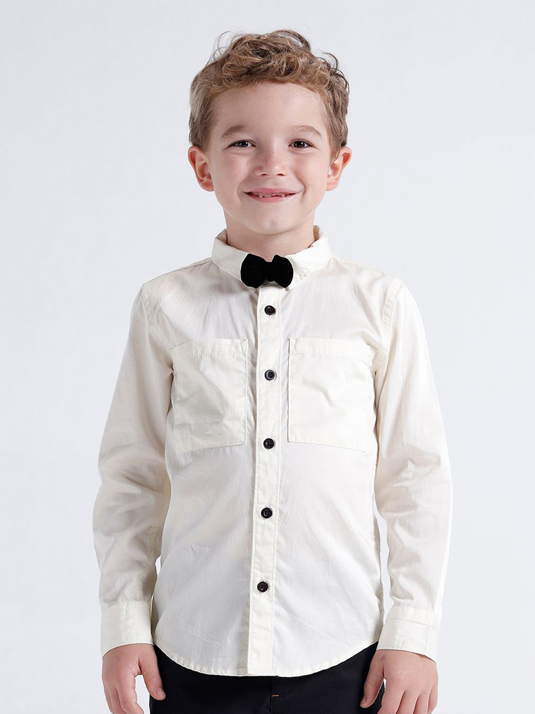 KATE & OSCAR Boys Solid Spread Collar Cotton Party Shirt