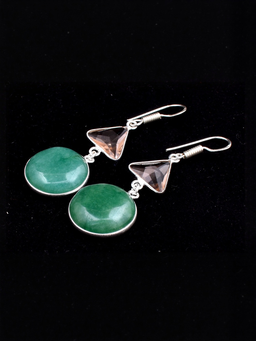 AAR Jewels Silver-Plated German Silver Cats Eye Drop Earrings