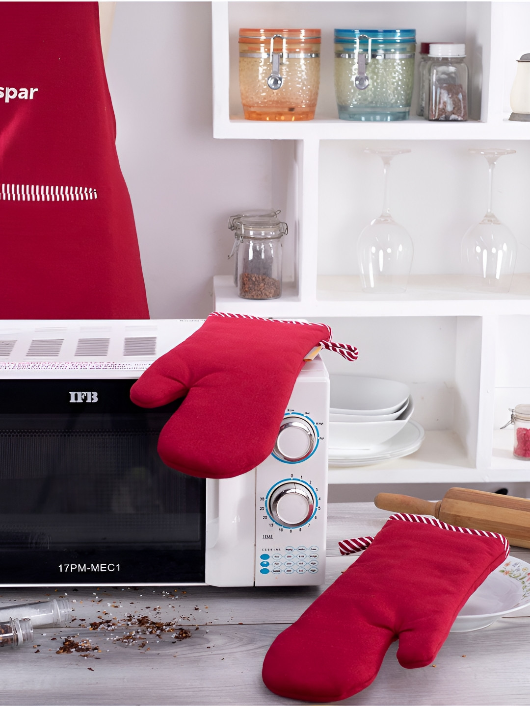 MASPAR Unisex 2 Pieces Solid Oven Mitt Set Glove