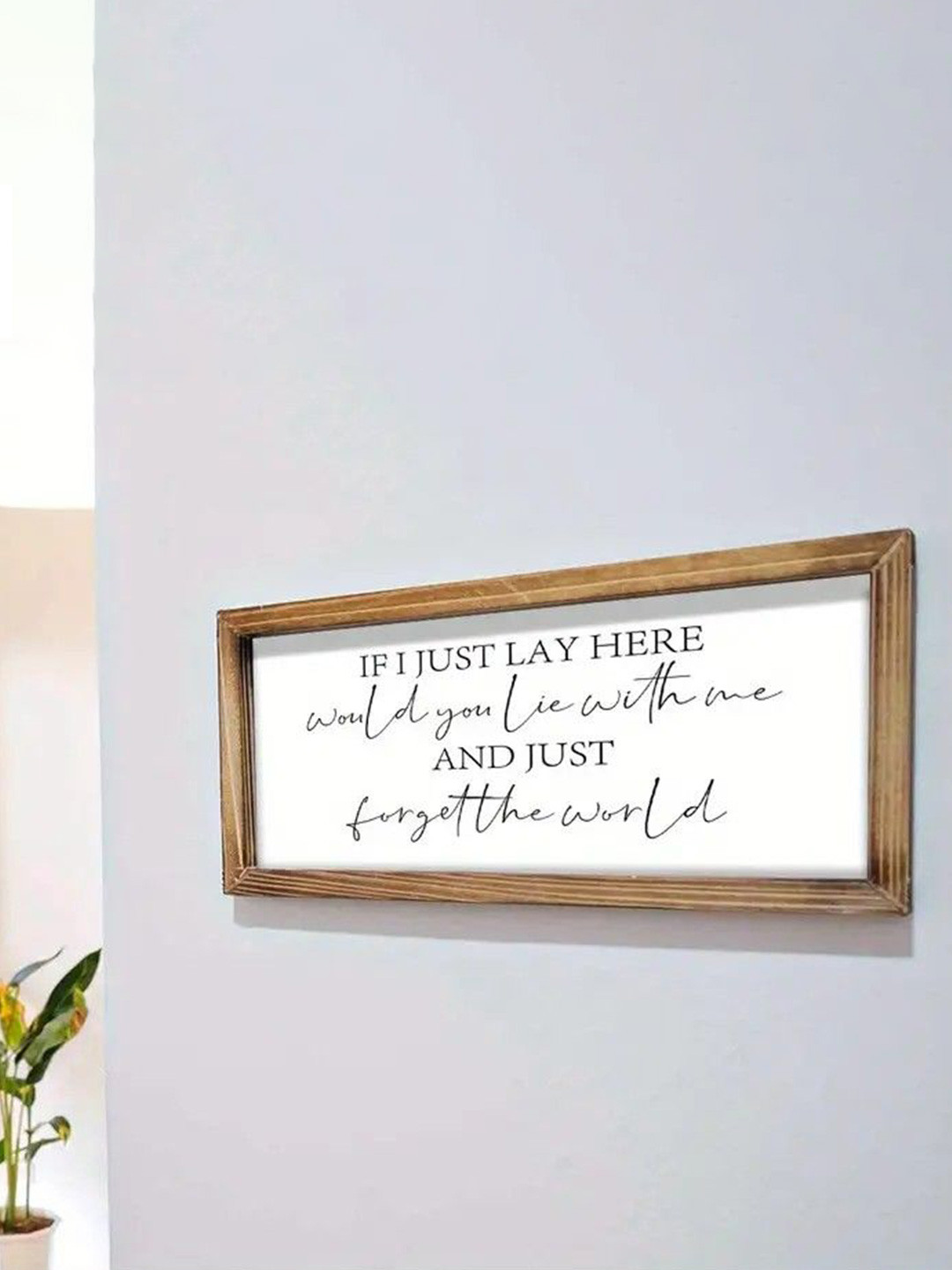 BS AMOR Brown & White Typography Printed Wooden Photo Frame Wall Decor