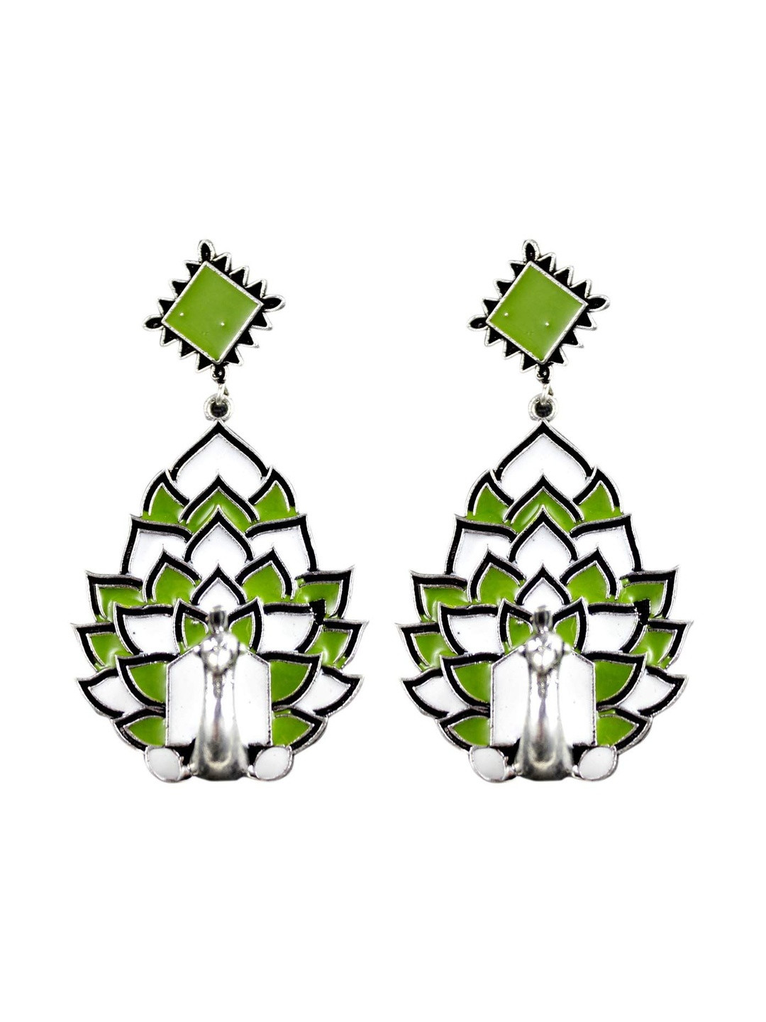 Sitashi Women Oxidized Peacock Design Earrings