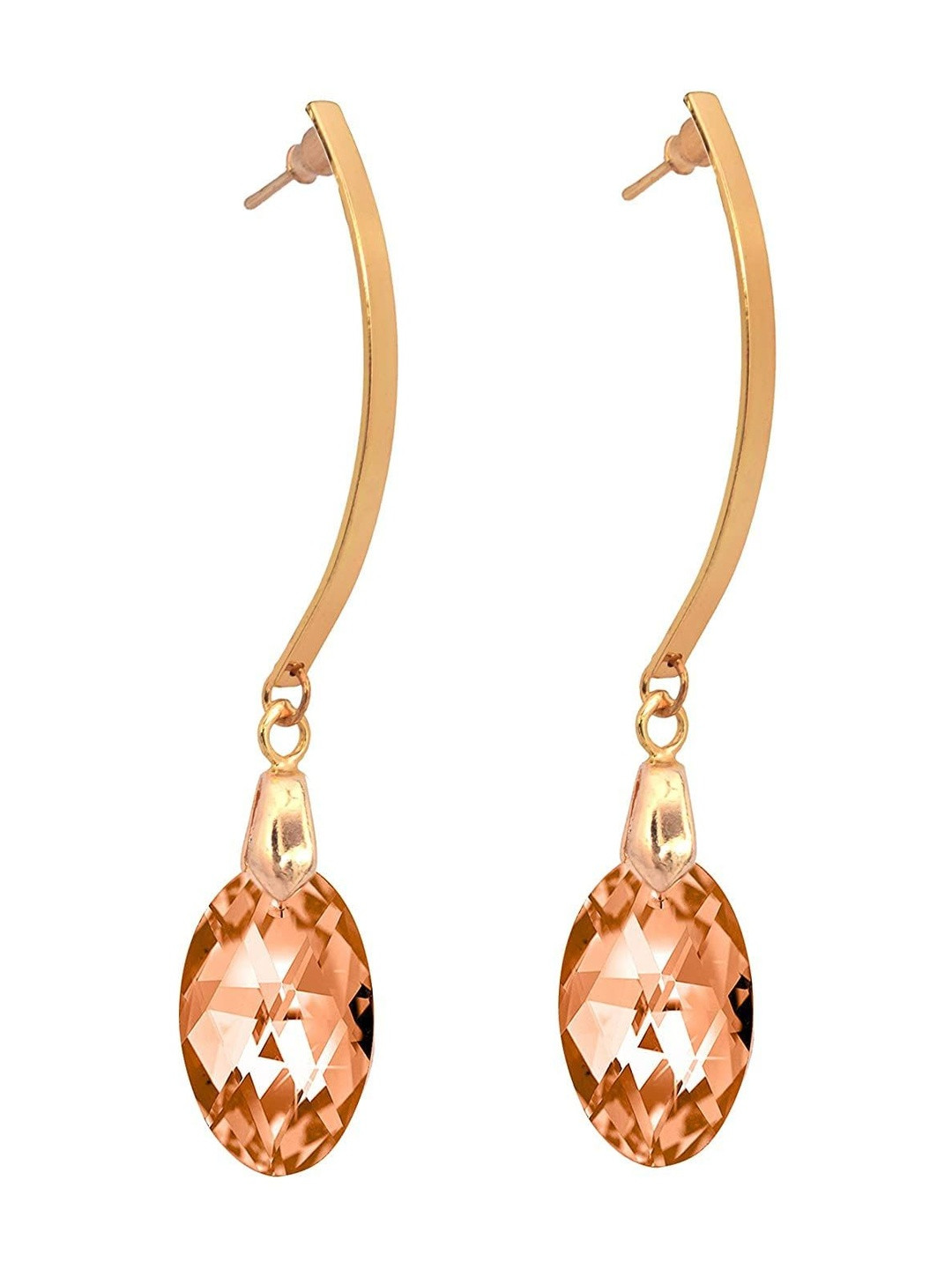 Sitashi Women Gold-Plated Drop Earrings with Post and Back Closure