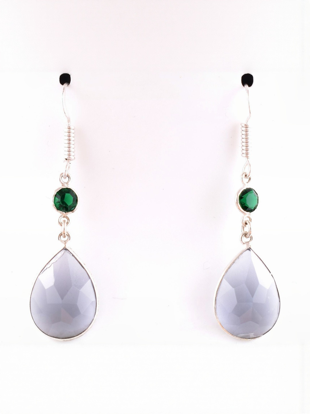 AAR Jewels German Silver Opal Studded Oval Shaped Drop Earrings