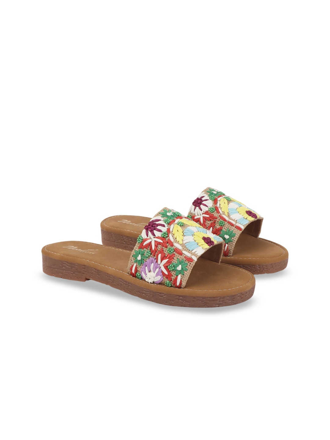 ROSE ITALIA Women Embroidered & Embellished Lightweight Open Toe Flats