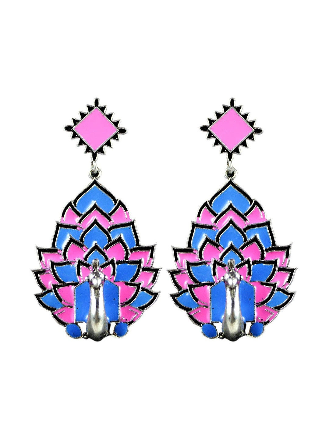 Sitashi German Silver Oxidized Peacock Design Metal Ear ring